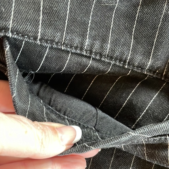 Free People Montella Black Pinstripe High Waisted Cropped Pants Size 2 - Picture 7 of 15